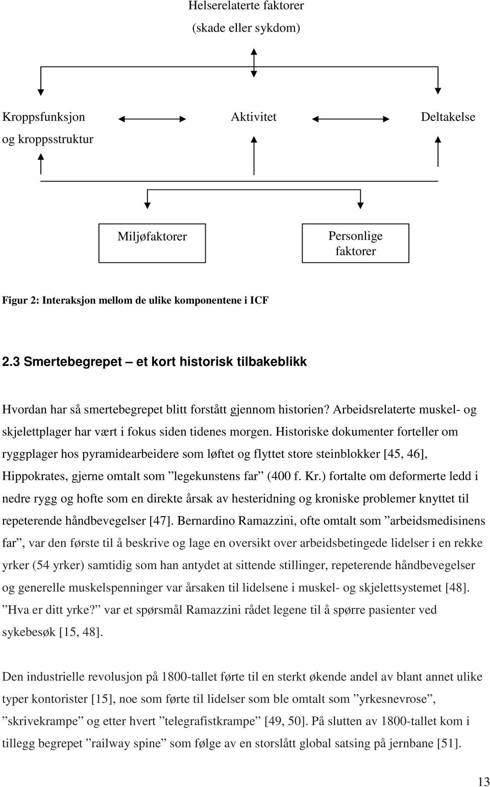 Historiske dokumenter forteller om ryggplager hos pyramidearbeidere som løftet og flyttet store steinblokker [45, 46], Hippokrates, gjerne omtalt som legekunstens far (400 f. Kr.