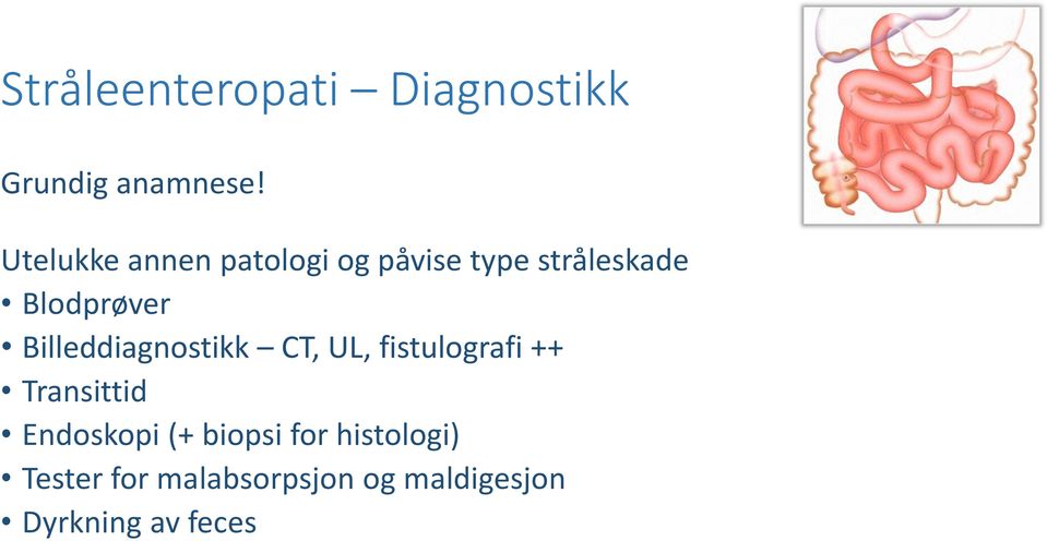 Billeddiagnostikk CT, UL, fistulografi ++ Transittid Endoskopi