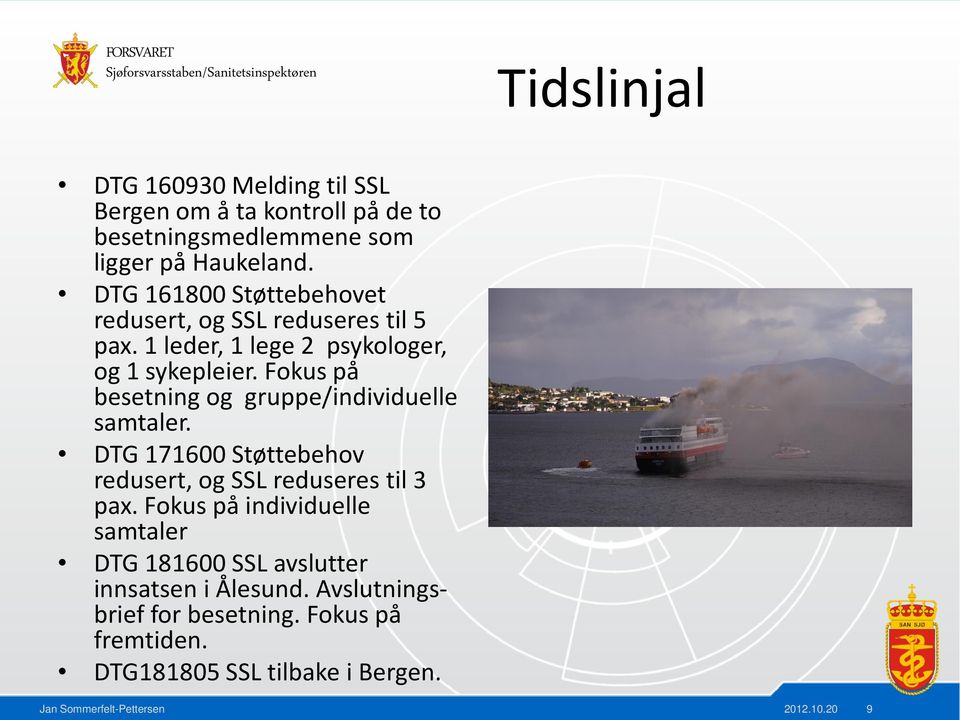 Fokus på besetning og gruppe/individuelle samtaler. DTG 171600 Støttebehov redusert, og SSL reduseres til 3 pax.