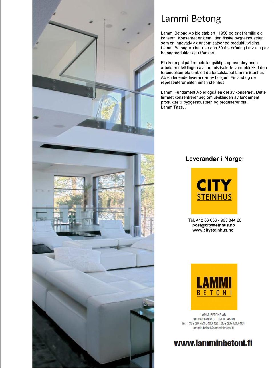 I den forbindelsen ble etablert datterselskapet Lammi Stenhus Ab en ledende leverandør av boliger i Finland og de representerer eliten innen steinhus.