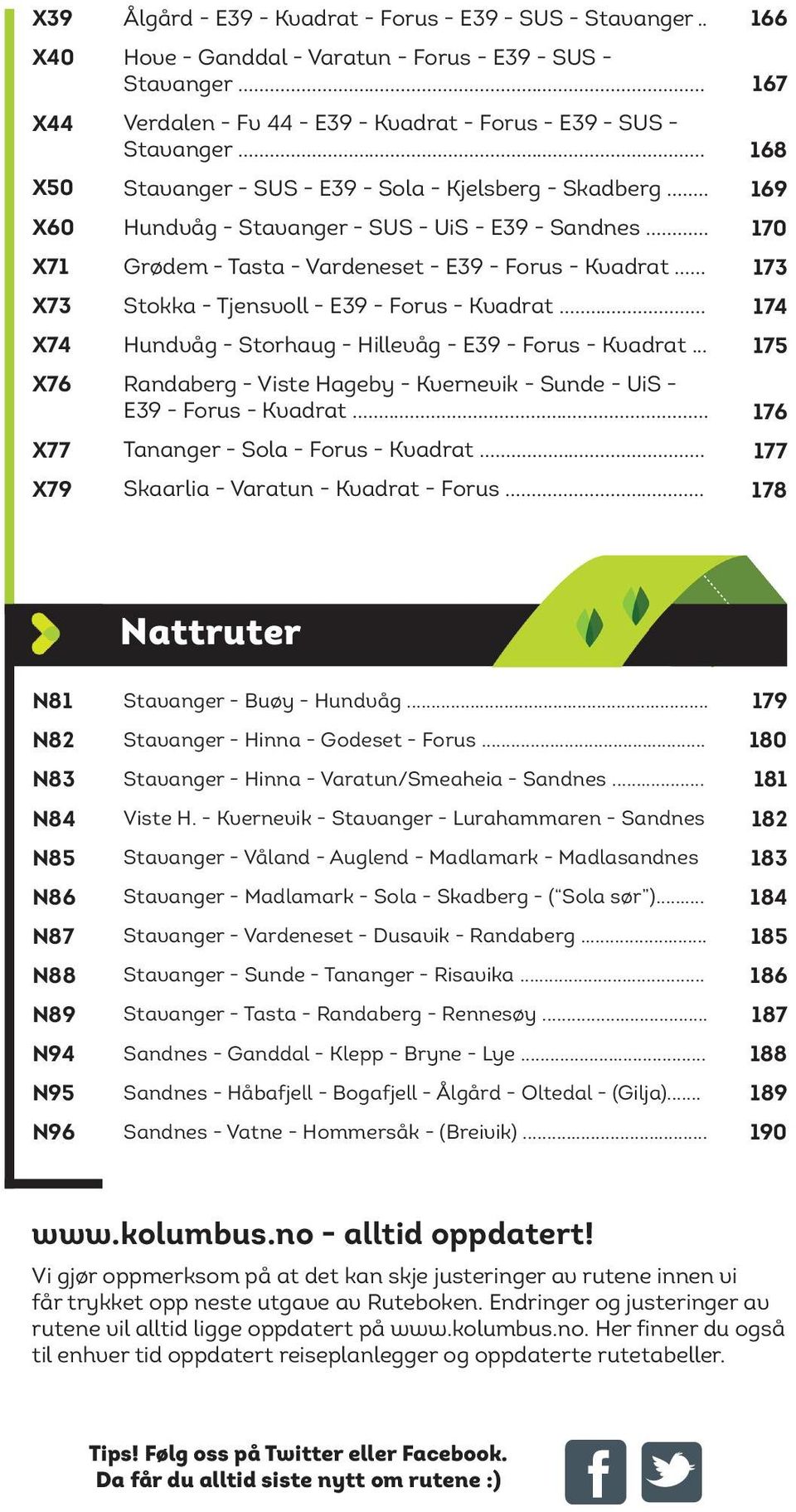 .. Grødem - Tasta - Vardeneset - E39 - Forus - Kvadrat... Stokka - Tjensvoll - E39 - Forus - Kvadrat... Hundvåg - Storhaug - Hillevåg - E39 - Forus - Kvadrat.