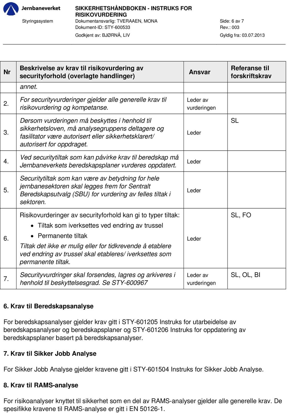 For securityvurderinger gjelder alle generelle krav til risikovurdering og kompetanse. Leder av vurderingen 3.