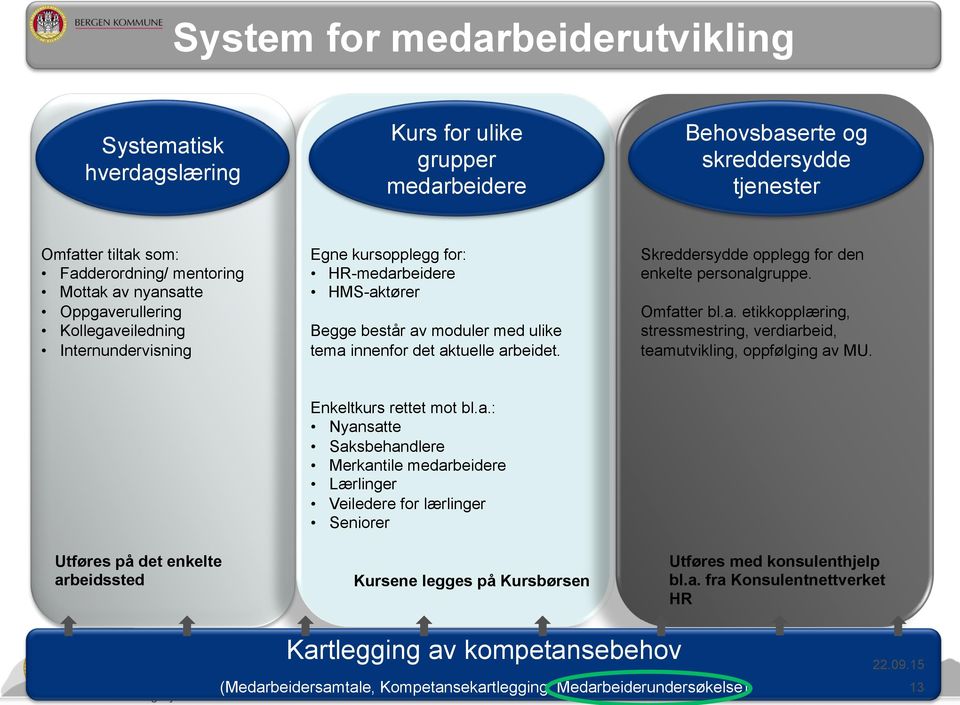 Skreddersydde opplegg for den enkelte personalgruppe. Omfatter bl.a. etikkopplæring, stressmestring, verdiarbeid, teamutvikling, oppfølging av MU.