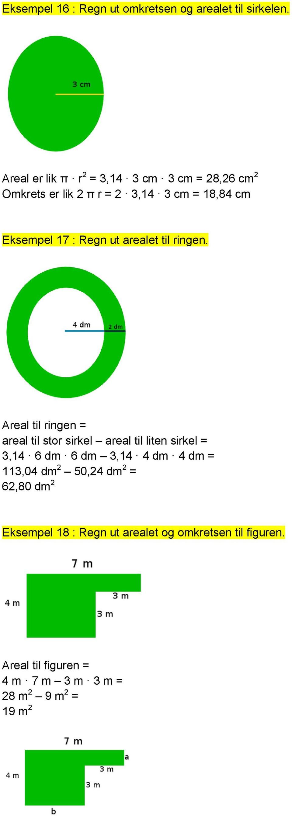 Regn ut arealet til ringen.