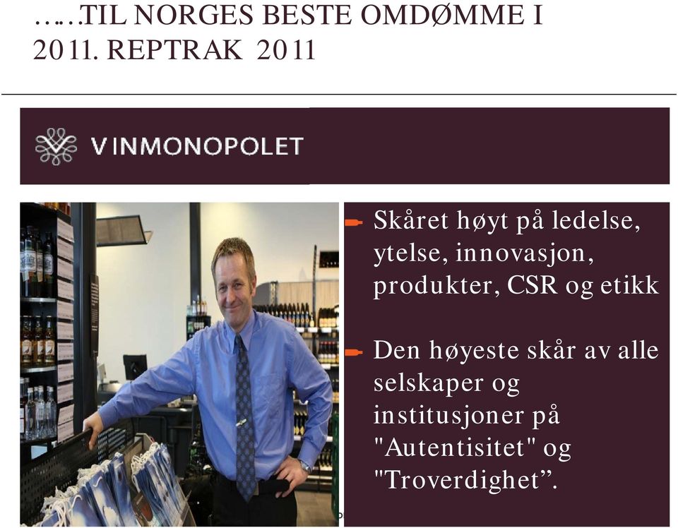 innovasjon, produkter, CSR og etikk Den høyeste