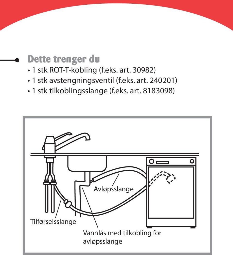 240201) 1 stk tilkoblingsslange (f.eks. art.