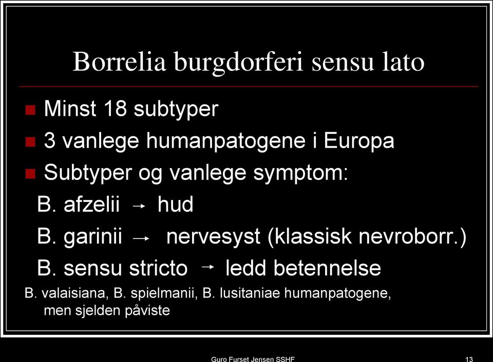 garinii nervesyst (klassisk nevroborr.) B.