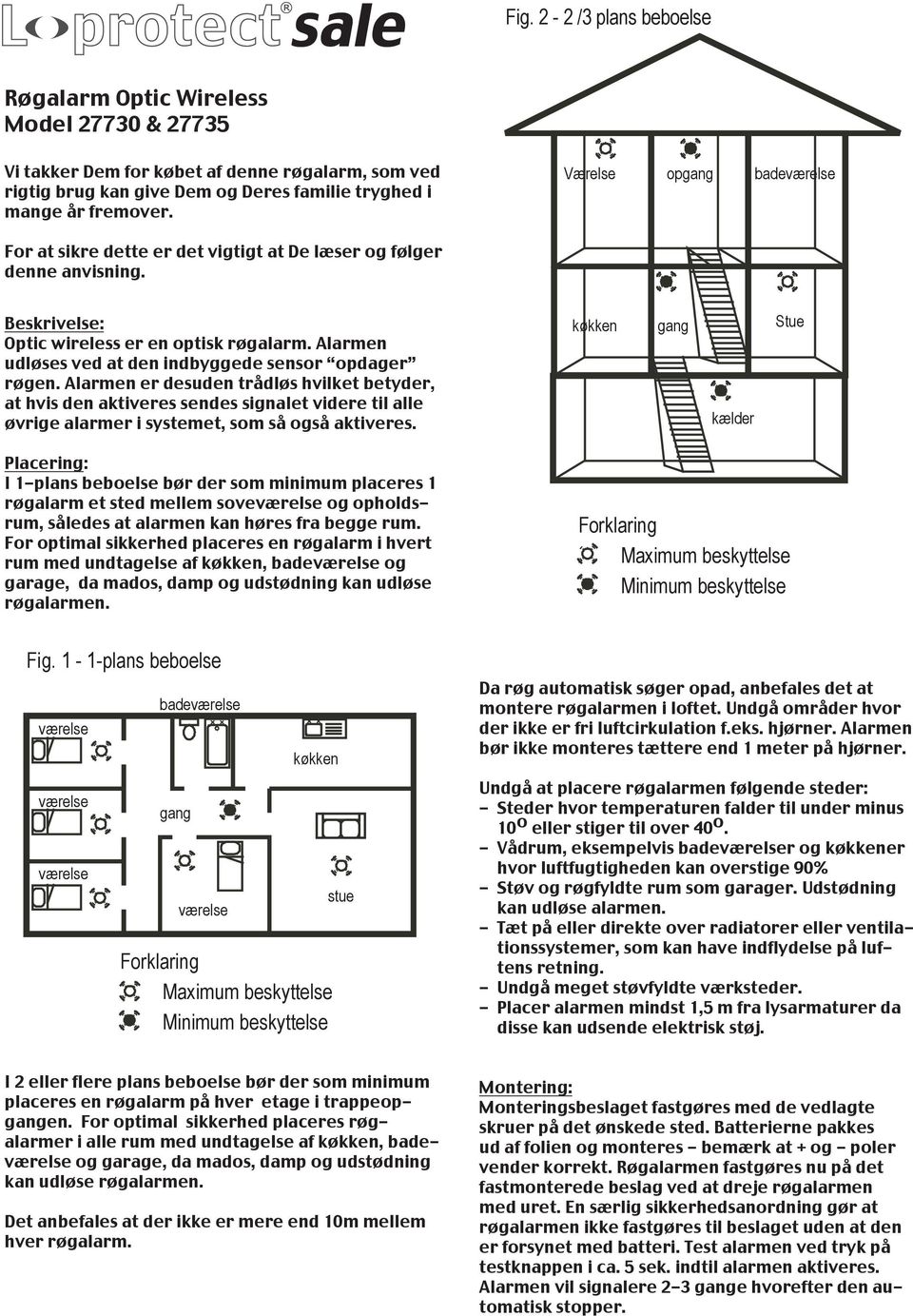 Alarmen udløses ved at den indbyggede sensor opdager røgen.