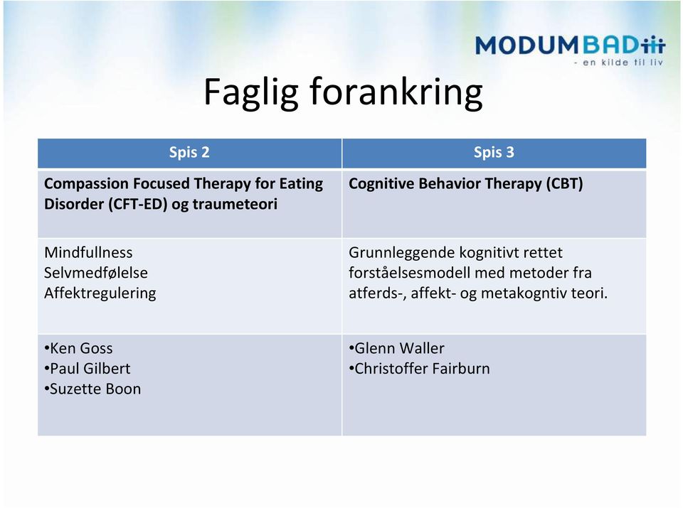 Affektregulering Grunnleggende kognitivt rettet forståelsesmodell med metoder fra