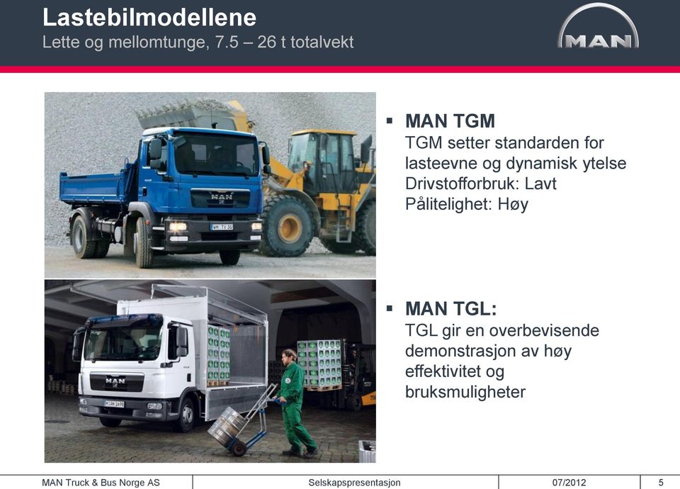 5 26 t totalvekt MAN TGM TGM setter standarden for lasteevne og dynamisk