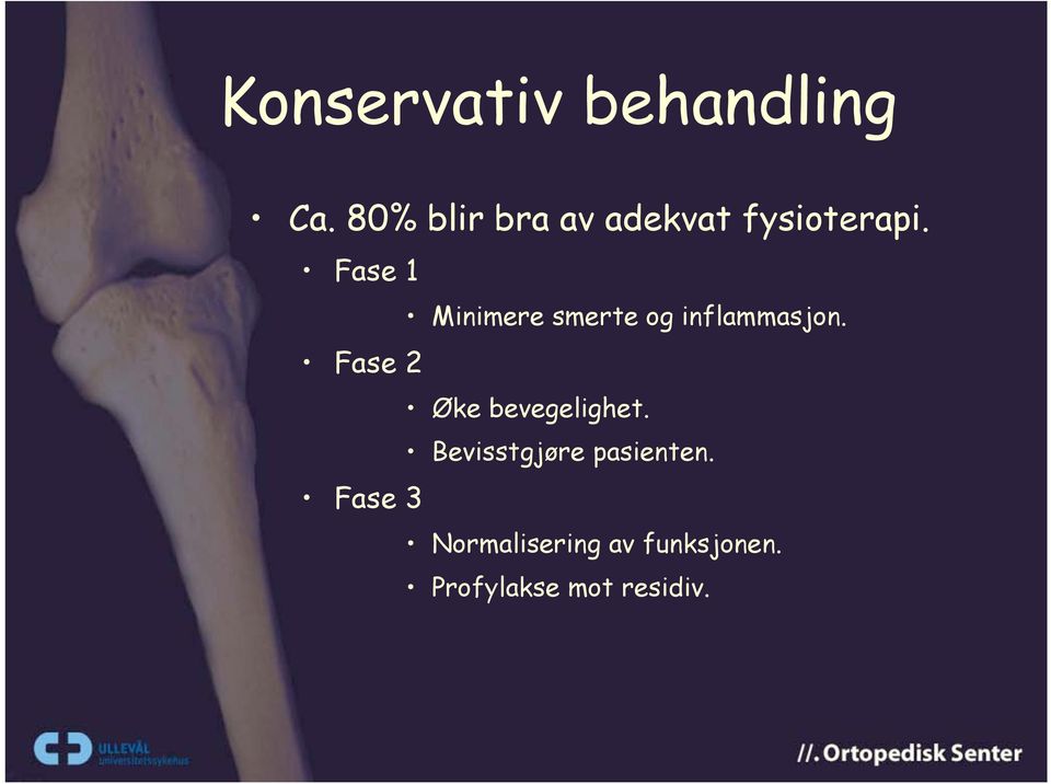 Fase 1 Minimere smerte og inflammasjon.