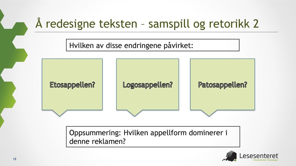 endringene påvirket: Oppsummering: