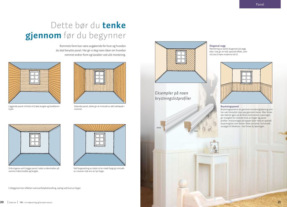 Diagonal vegg Montering av panel diagonalt på vegg eller i tak gir en helt spesiell effekt, som må sies å høre moderne tid til.