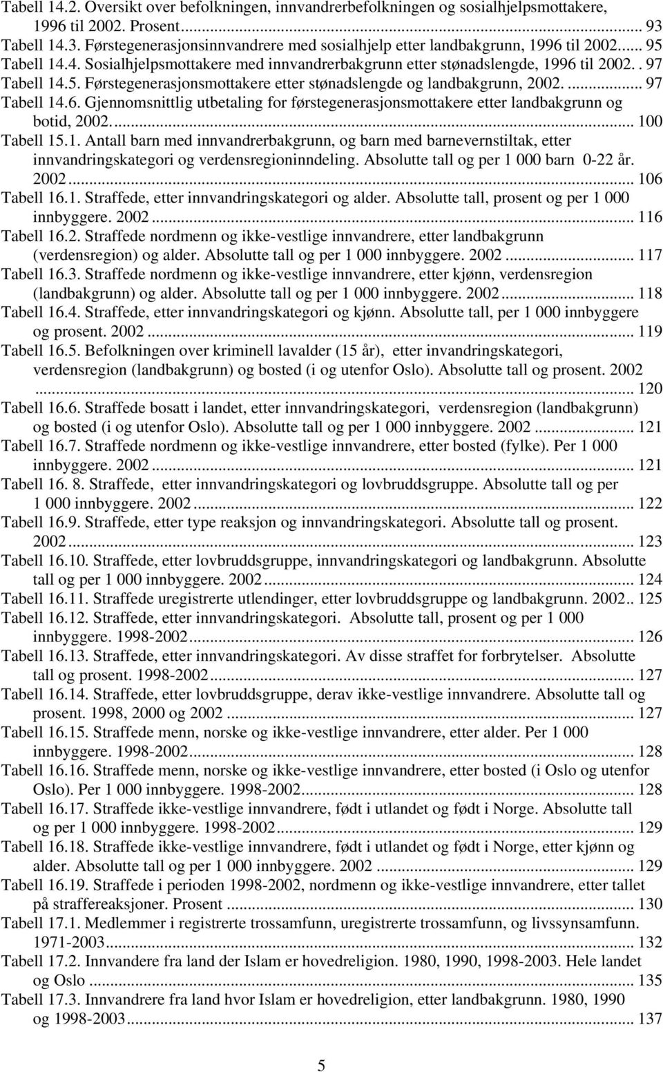 .. 100 Tabell 15.1. Antall barn med innvandrerbakgrunn, og barn med barnevernstiltak, etter innvandringskategori og verdensregioninndeling. Absolutte tall og per 1 000 barn 0-22 år. 2002.