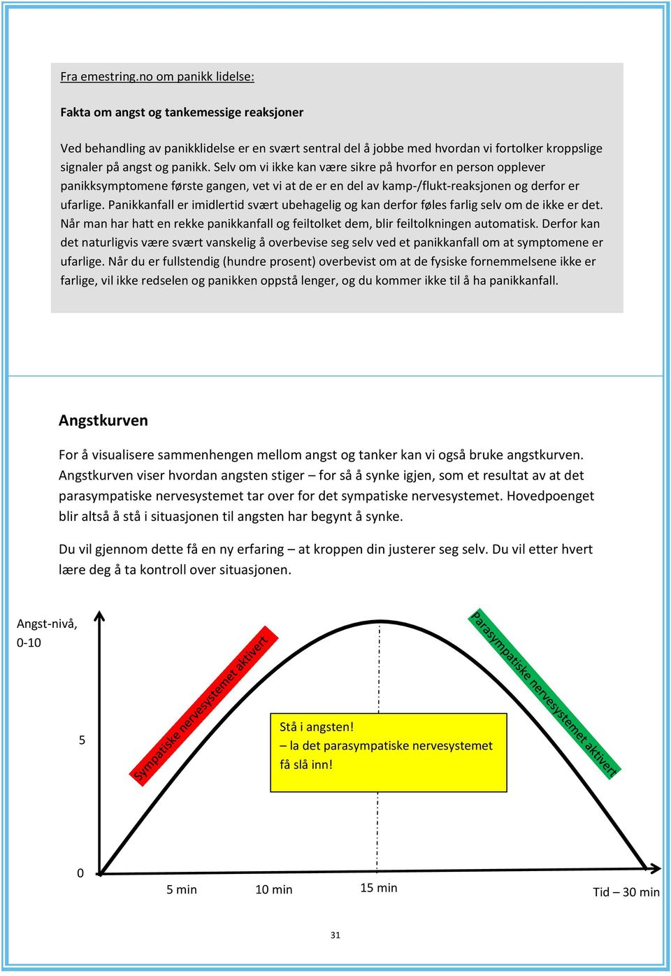 Selv om vi ikke kan være sikre på hvorfor en person opplever panikksymptomene første gangen, vet vi at de er en del av kamp-/flukt-reaksjonen og derfor er ufarlige.