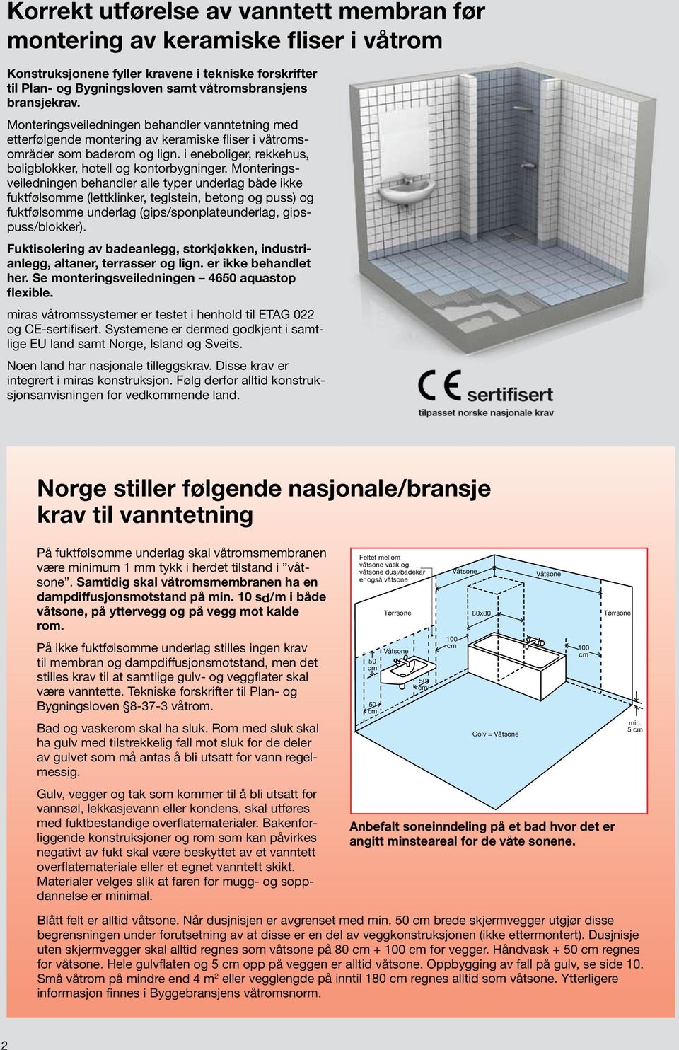 Monteringsveiledningen behandler alle typer underlag både ikke fuktfølsomme (lettklinker, teglstein, betong og puss) og fuktfølsomme underlag (gips/sponplateunderlag, gipspuss/blokker).