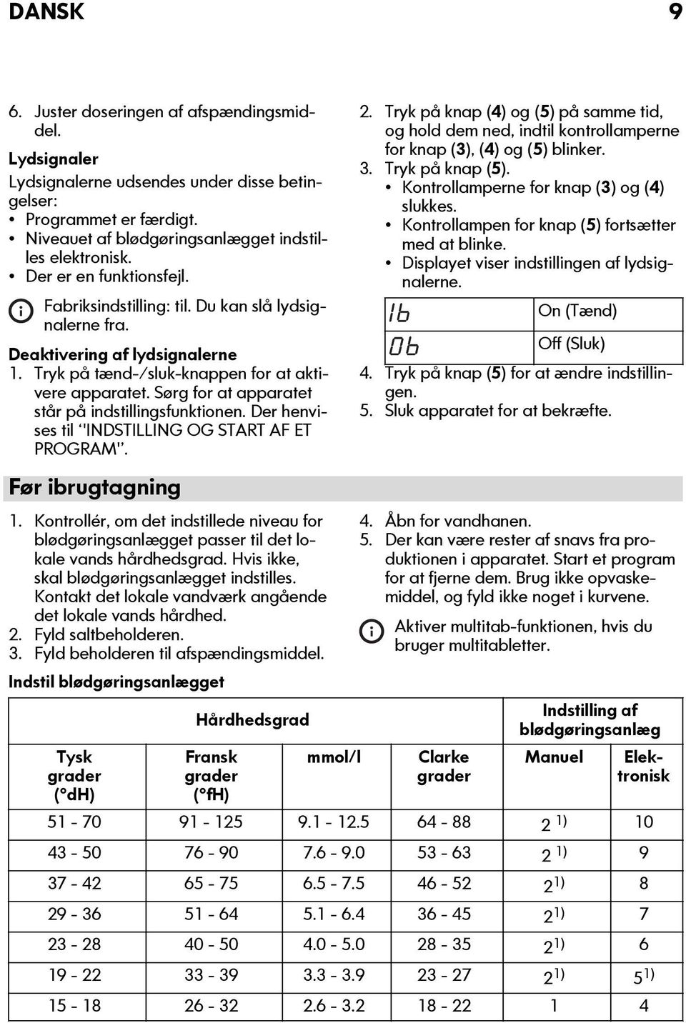 Sørg for at apparatet står på indstillingsfunktionen. Der henvises til 'INDSTILLING OG START AF ET PROGRAM'. Før ibrugtagning 1.