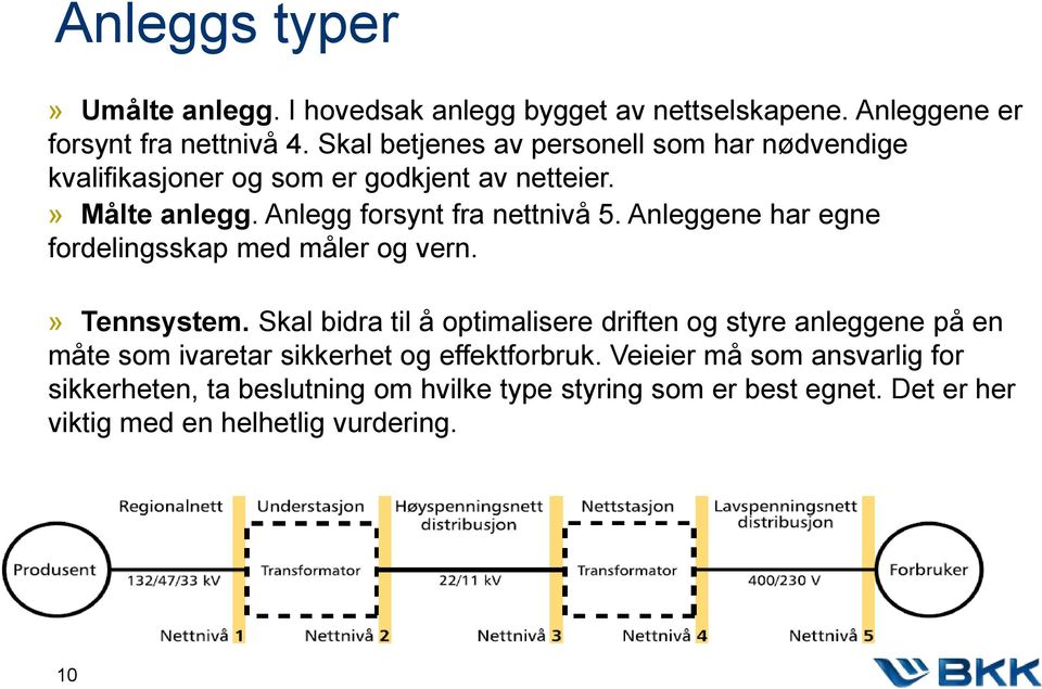 Anleggene har egne fordelingsskap med måler og vern.» Tennsystem.