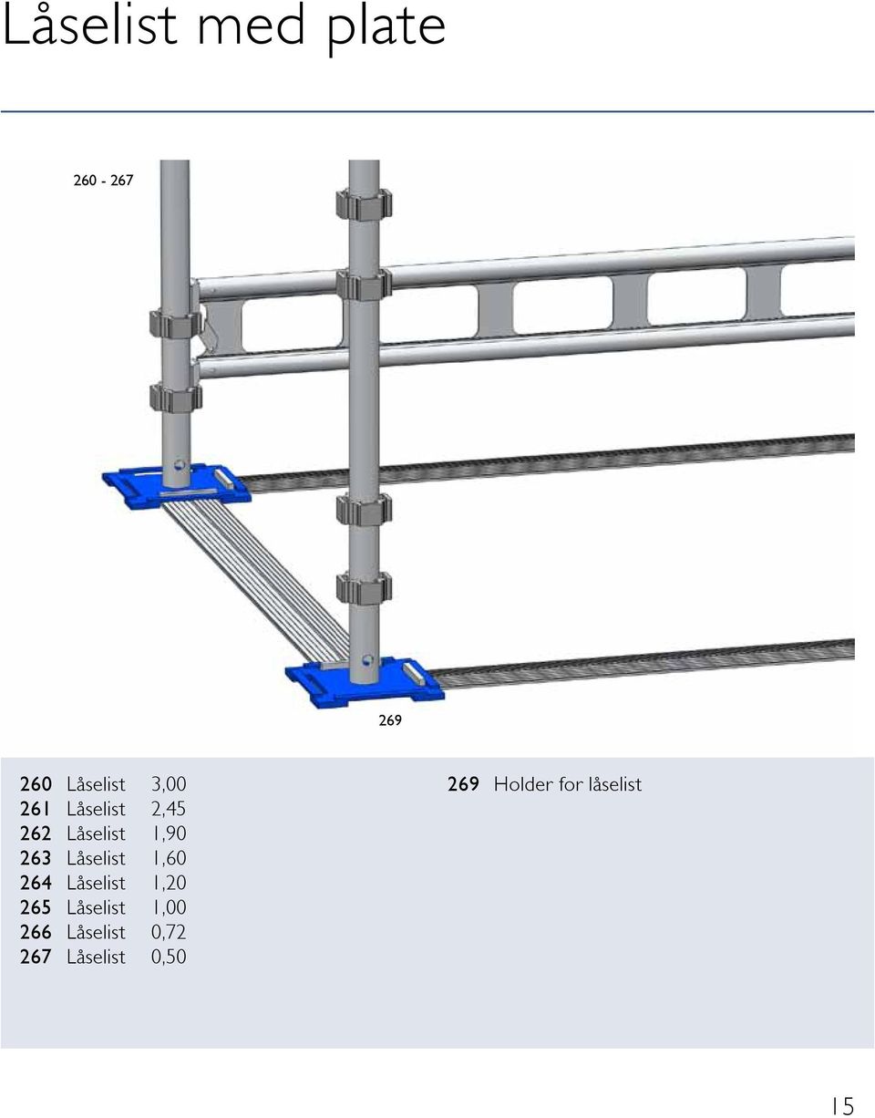 Låselist 1,90 263 Låselist 1,60 264 Låselist 1,20 265