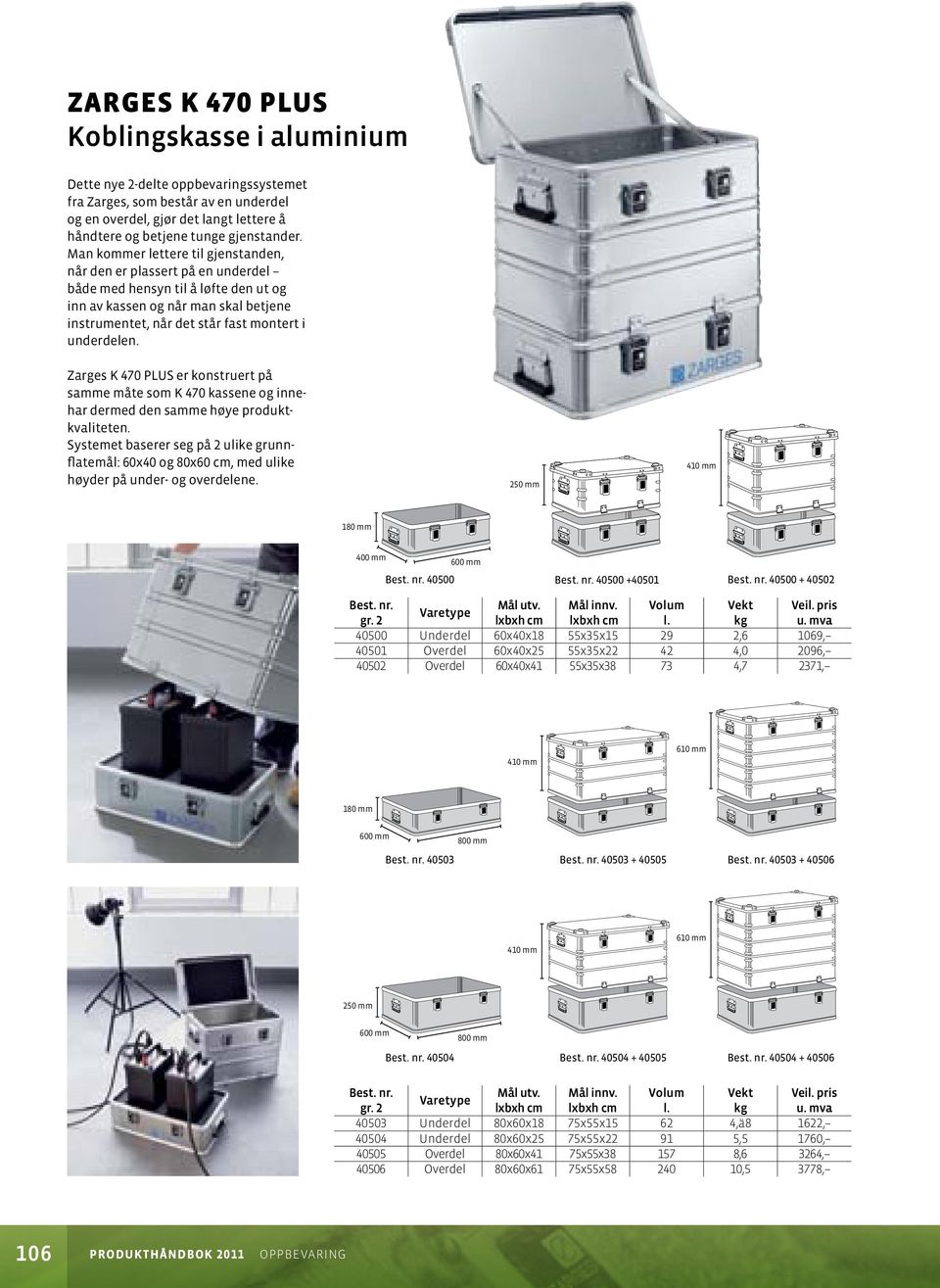 Zarges K 470 PLUS er konstruert på samme måte som K 470 kassene og innehar dermed den samme høye produktkvaliteten.