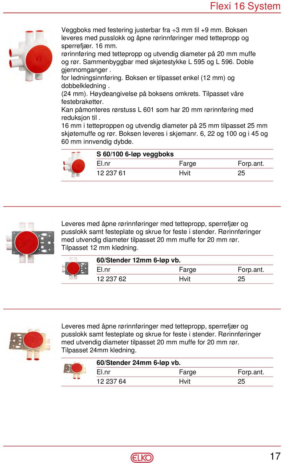 Boksen er tilpasset enkel (12 mm) og dobbelkledning. (24 mm). Høydeangivelse på boksens omkrets. Tilpasset våre festebraketter.