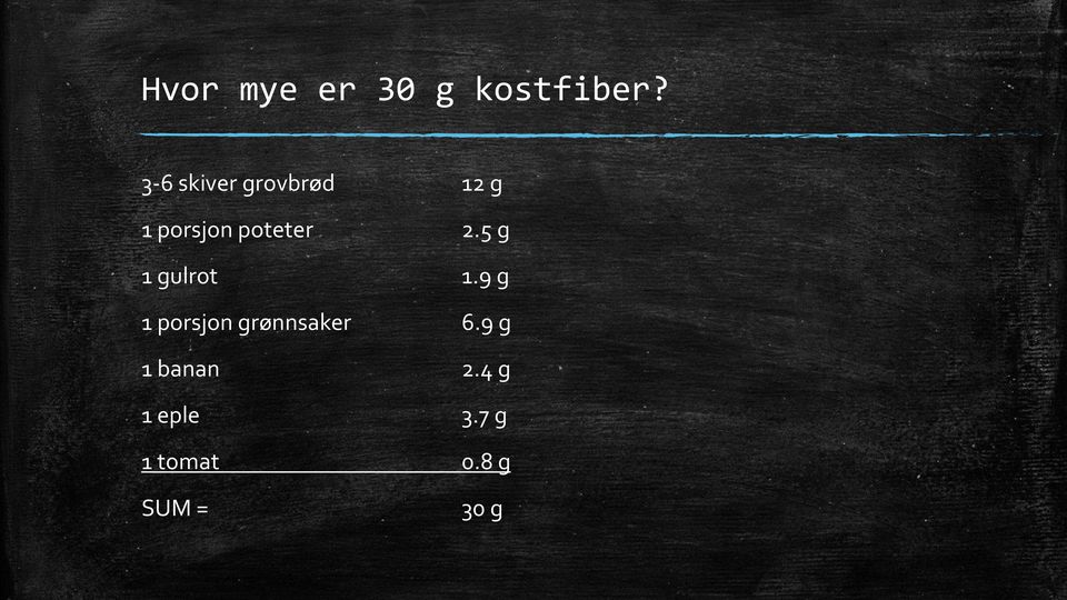 2.5 g 1 gulrot 1.