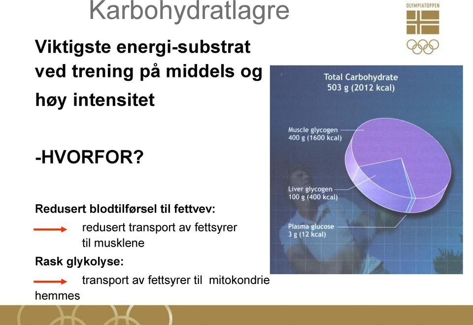 Redusert blodtilførsel til fettvev: Rask glykolyse: