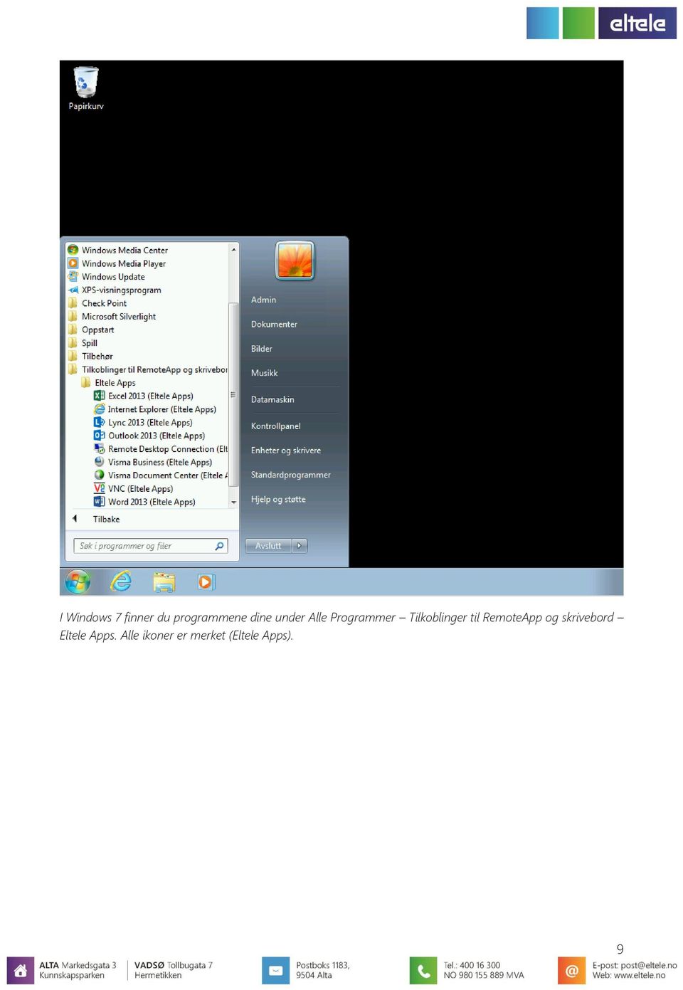 RemoteApp og skrivebord Eltele Apps.