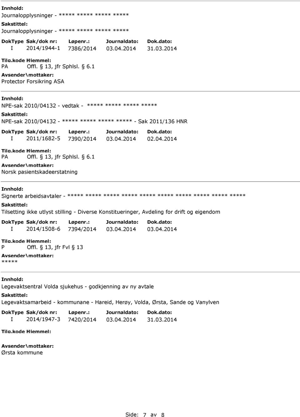 stilling - Diverse Konstitueringer, Avdeling for drift og eigendom P 2014/1508-6 7394/2014 Offl.