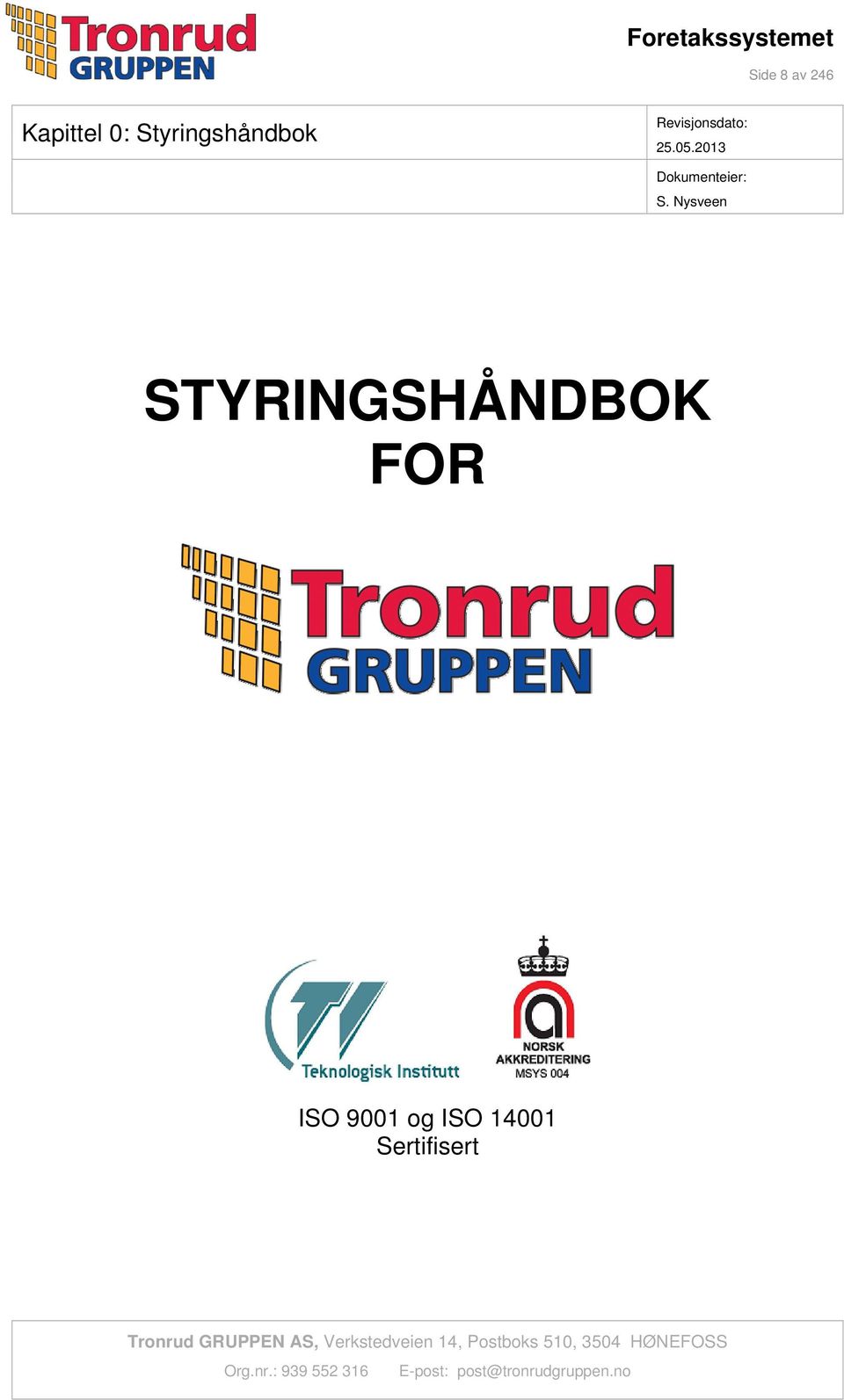 STYRINGSHÅNDBOK FOR