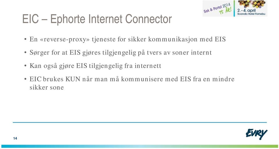 på tvers av soner internt Kan også gjøre EIS tilgjengelig fra