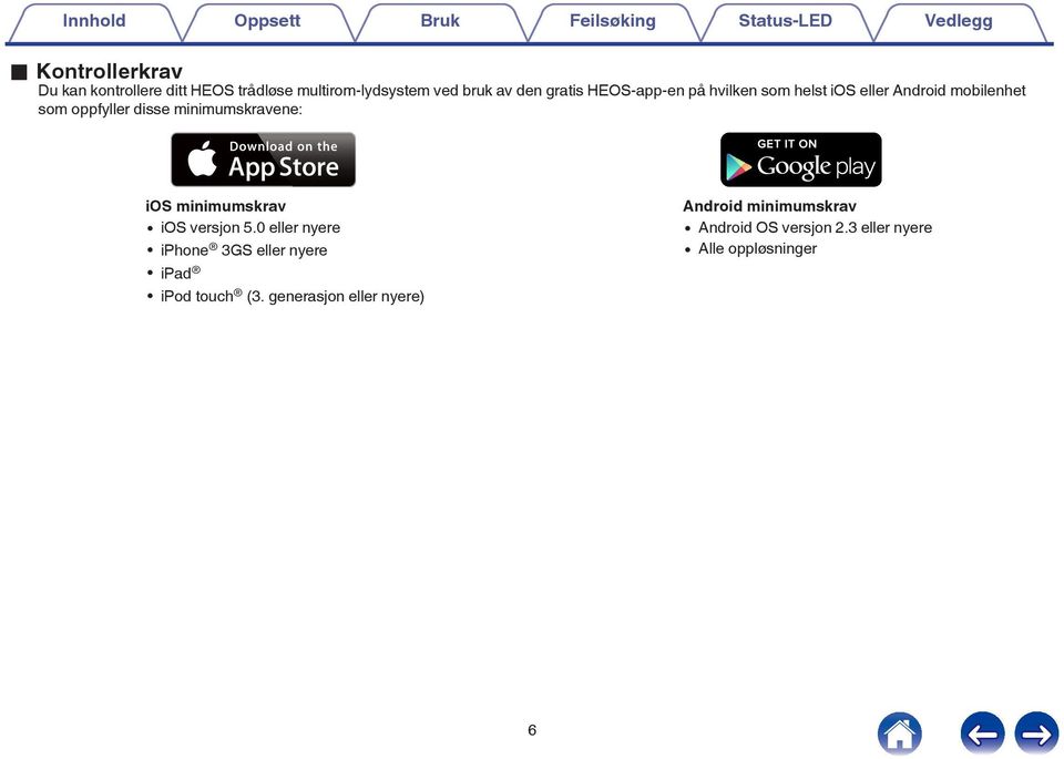 oppfyller disse minimumskravene: ios minimumskrav 0 ios versjon 50 eller nyere 0 iphone 3GS eller nyere 0 ipad