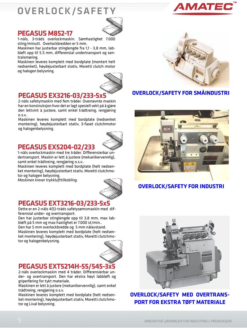 PEGASUS EX3216-03/233-5x5 2-nåls safetymaskin med fem tråder.