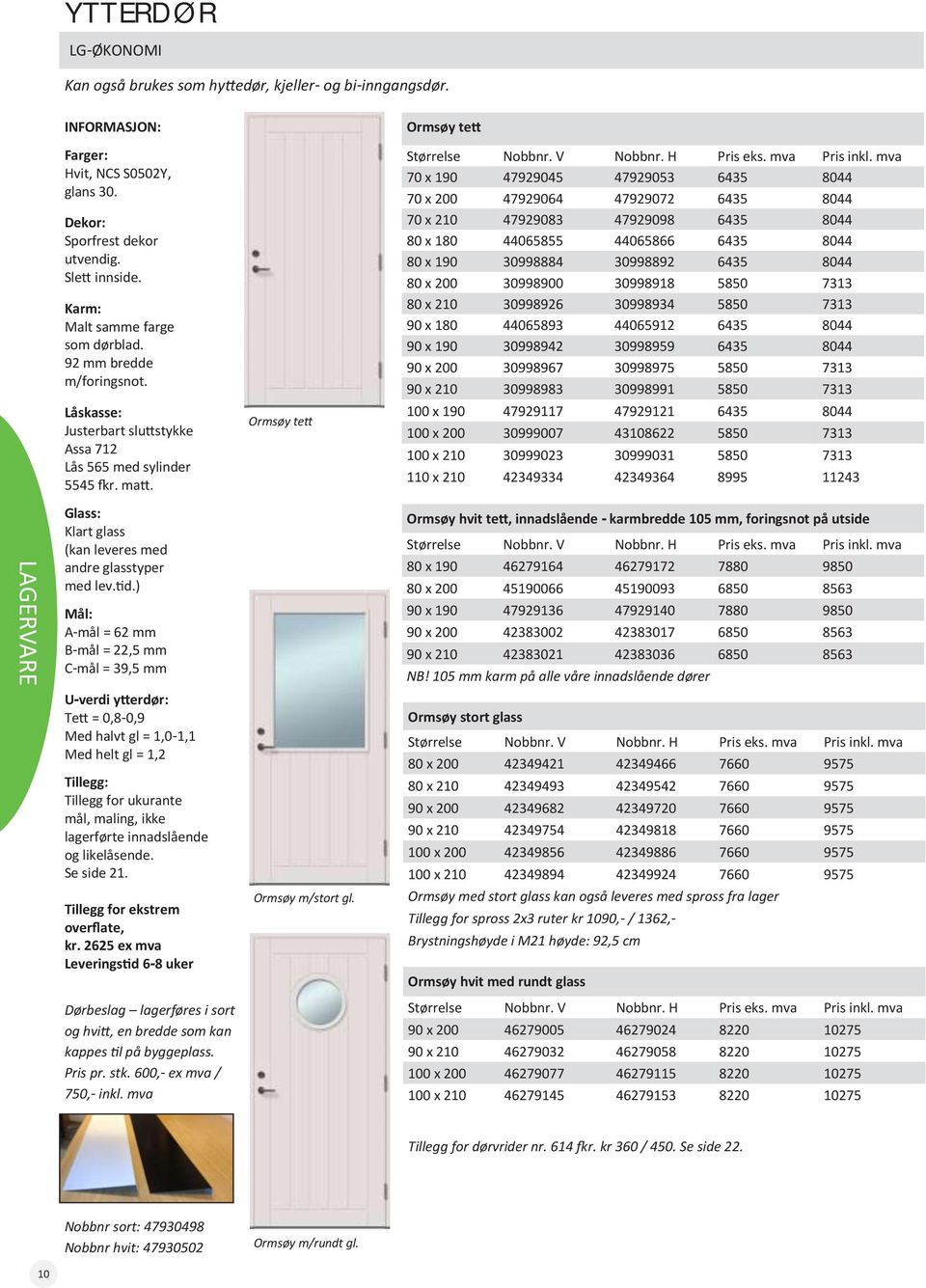 Glass: Klart glass (kan leveres med andre glasstyper med lev.tid.