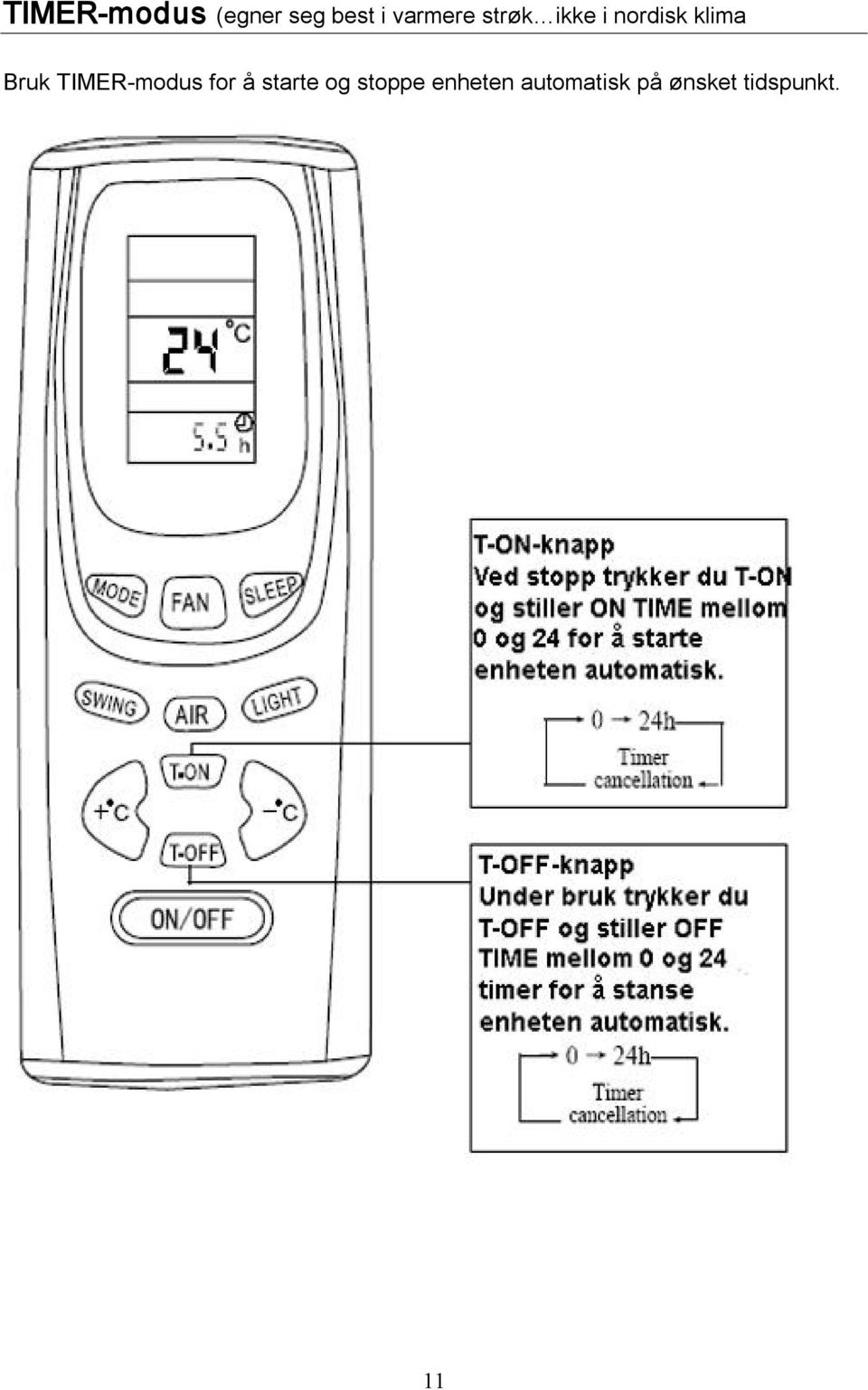 Bruk TIMER modus for å starte og