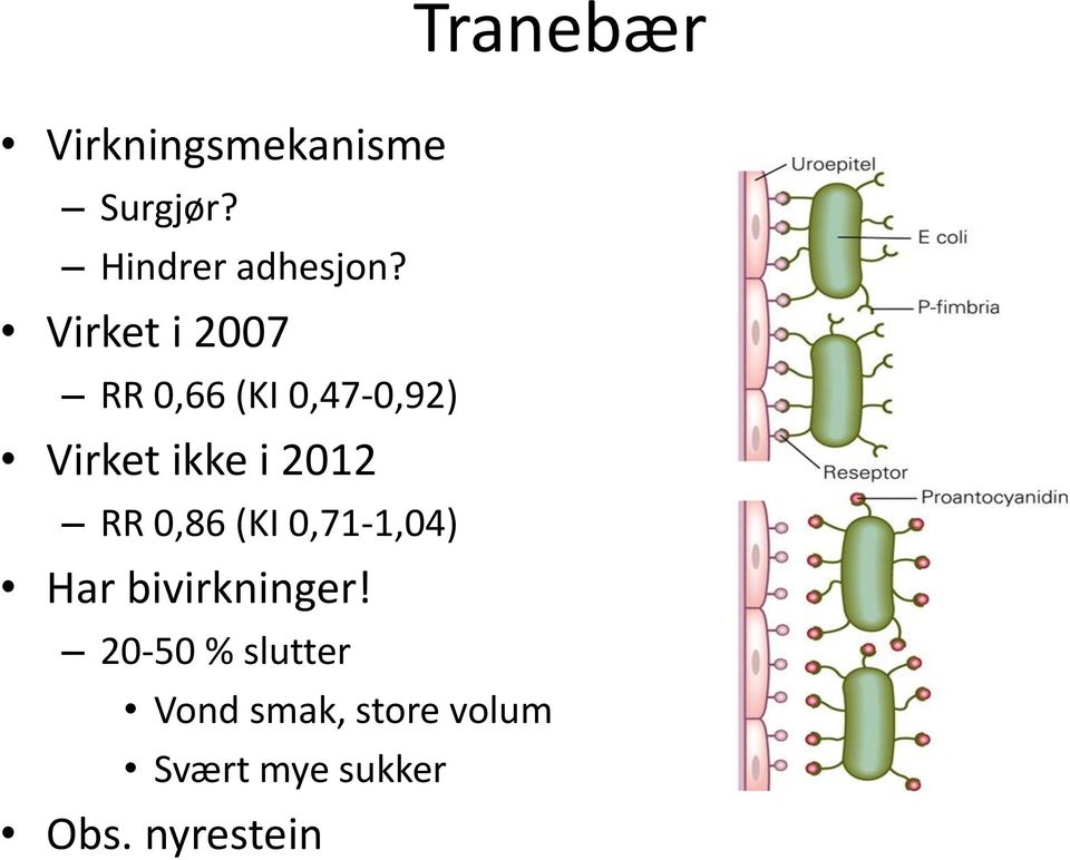 RR 0,86 (KI 0,71-1,04) Har bivirkninger!