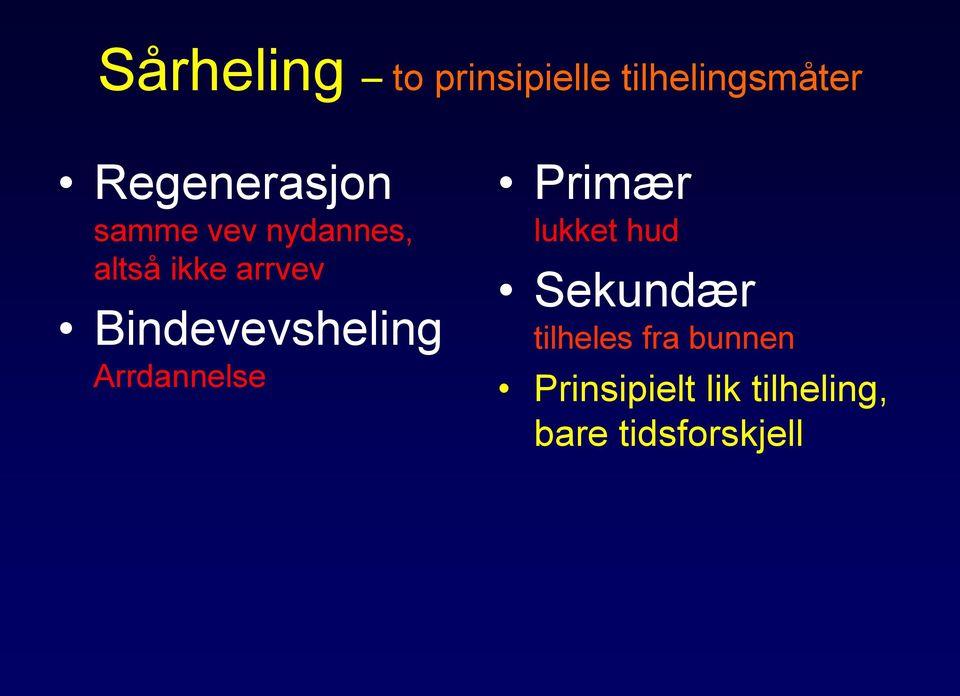 Bindevevsheling Arrdannelse Primær lukket hud