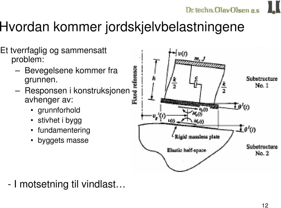 Responsen i konstruksjonen avhenger av: grunnforhold