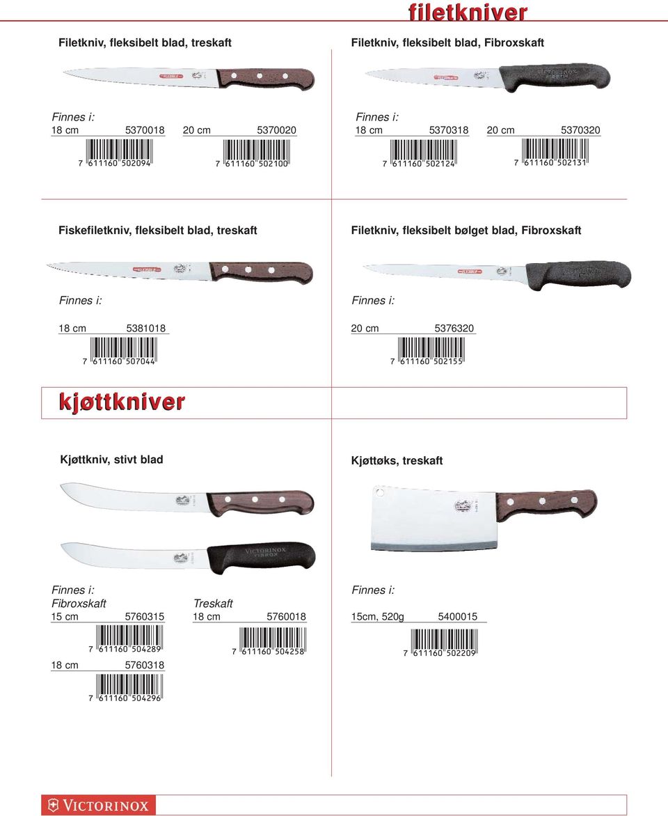 Fiskefiletkniv, fleksibelt blad, treskaft Filetkniv, fleksibelt bølget blad, Fibroxskaft 18 cm 5381018 *!6B1B6A-fahaee! 20 cm 5376320 *!