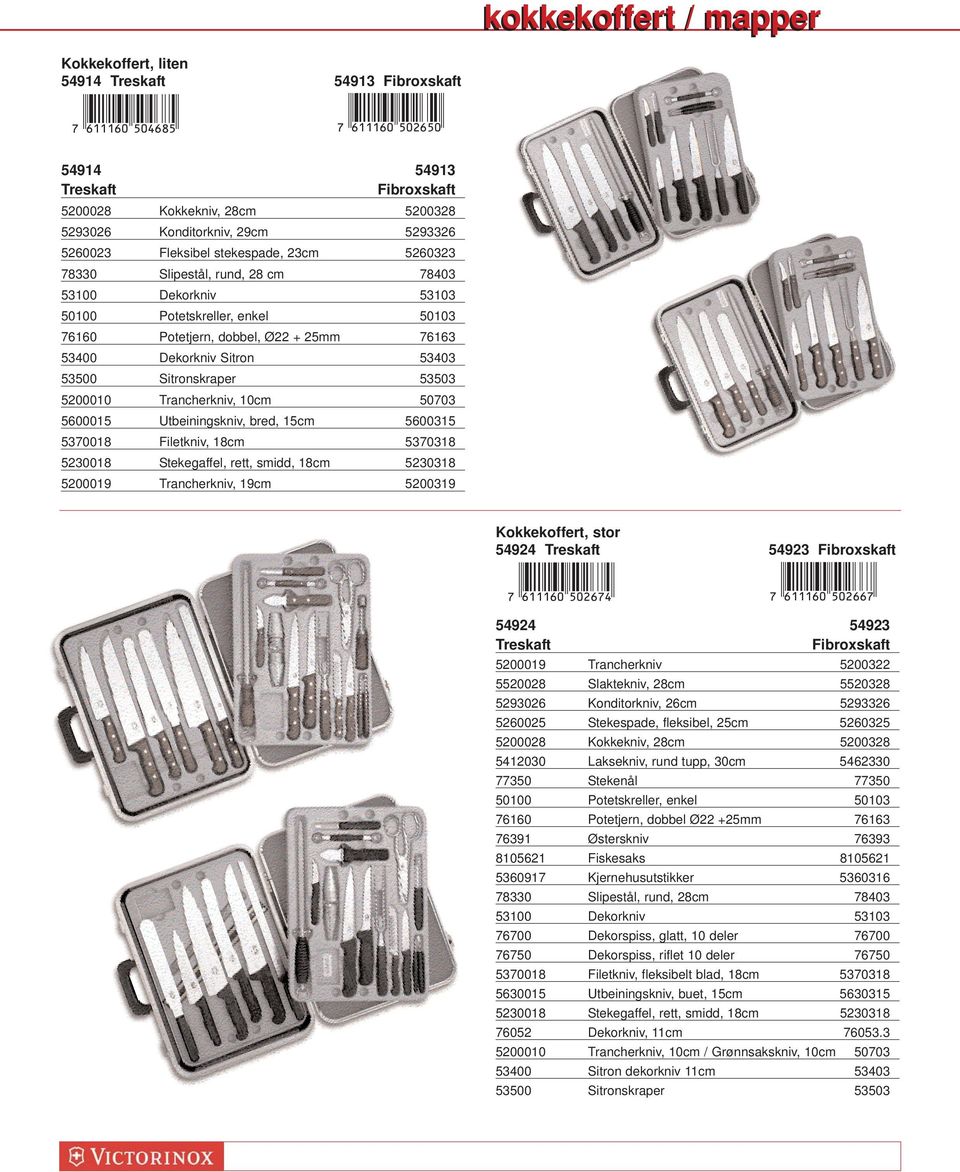 50100 Potetskreller, enkel 50103 76160 Potetjern, dobbel, Ø22 + 25mm 76163 53400 Dekorkniv Sitron 53403 53500 Sitronskraper 53503 5200010 Trancherkniv, 10cm 50703 5600015 Utbeiningskniv, bred, 15cm