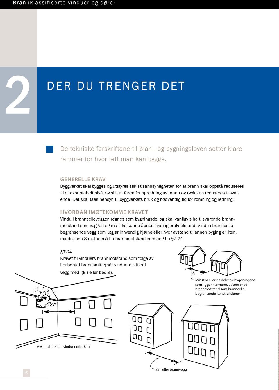 8 m GENERELLE KRAV Byggverket skal bygges og utstyres slik at sannsynligheten for at brann skal oppstå reduseres til et akseptabelt nivå, og slik at faren for spredning av brann og røyk kan reduseres