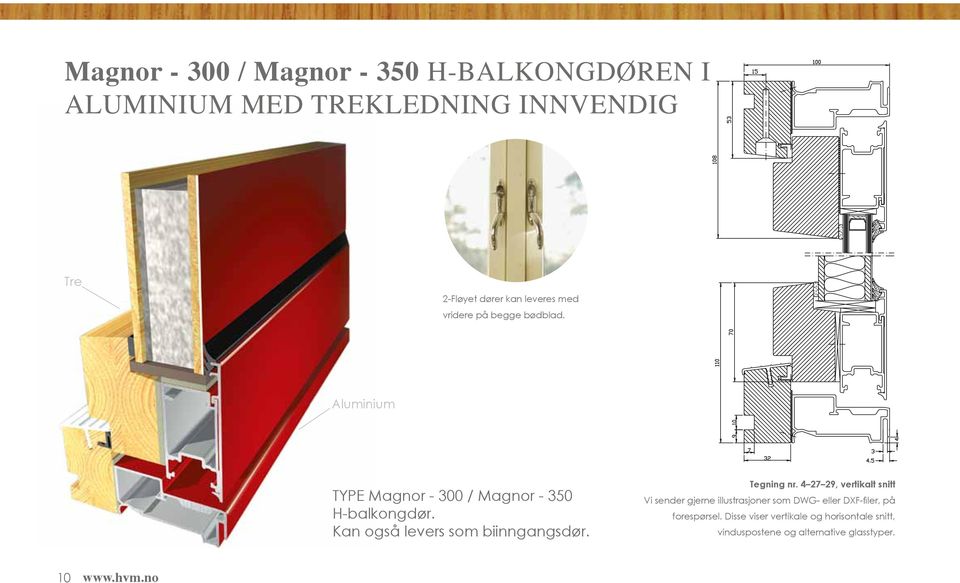 Kan også levers som biinngangsdør. Tegning nr.