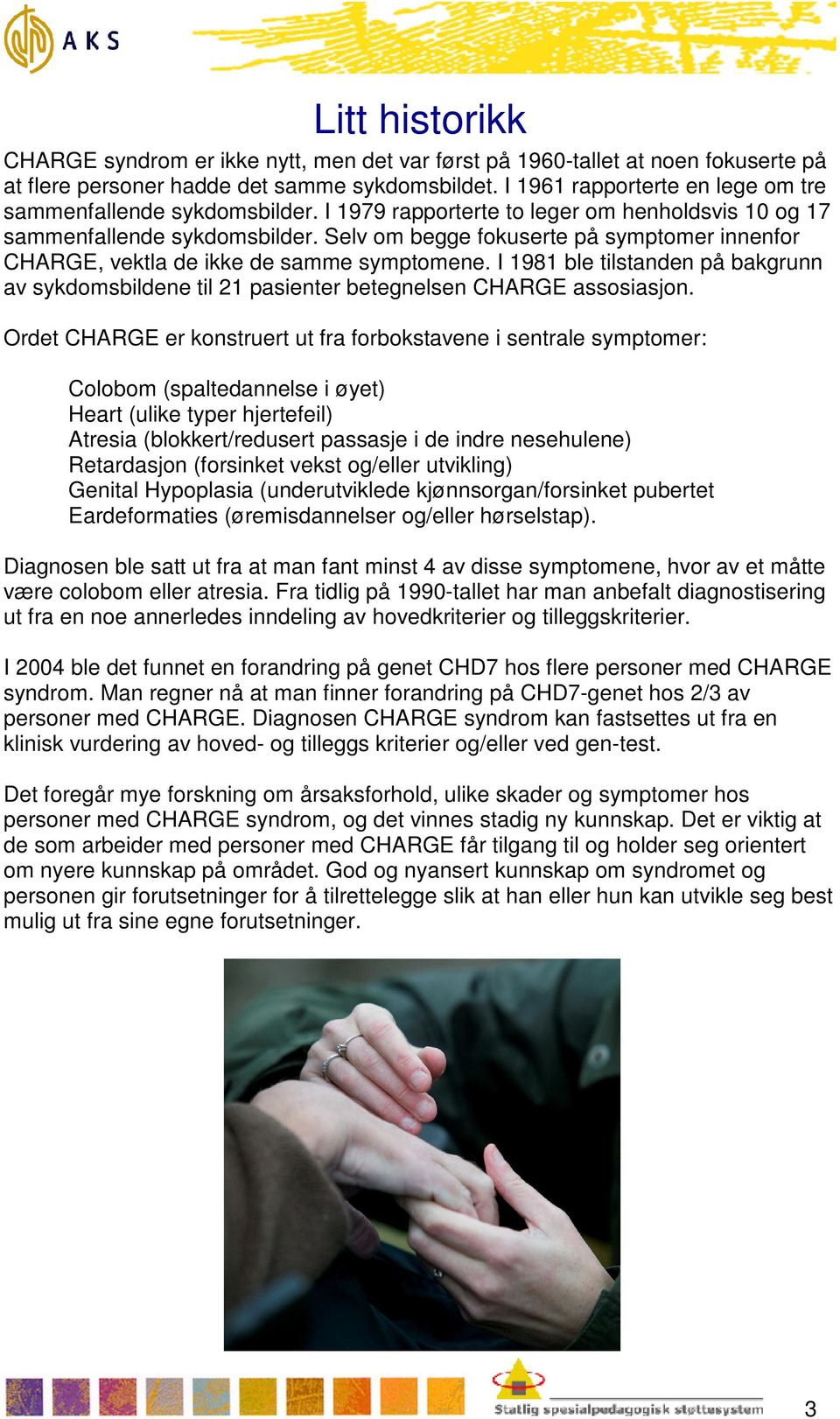 Selv om begge fokuserte på symptomer innenfor CHARGE, vektla de ikke de samme symptomene. I 1981 ble tilstanden på bakgrunn av sykdomsbildene til 21 pasienter betegnelsen CHARGE assosiasjon.