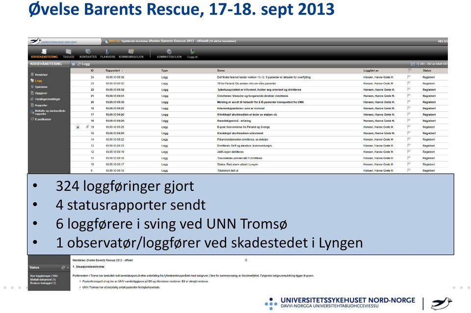 statusrapporter sendt 6 loggførere i sving