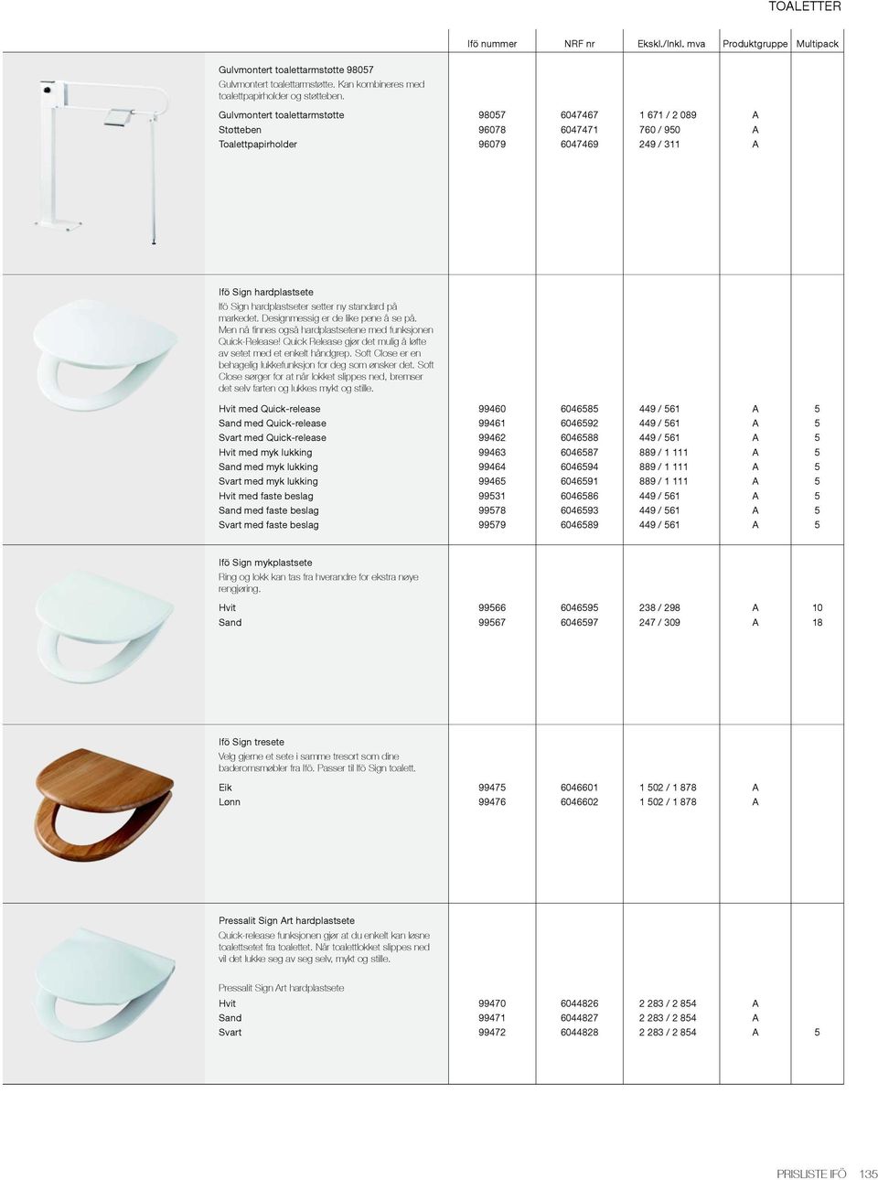 Toaletter TOALETTER 128 PRISLISTE IFÖ. Ifö nummer NRF nr Ekskl./Inkl. mva  Produktgruppe Multipack - PDF Free Download