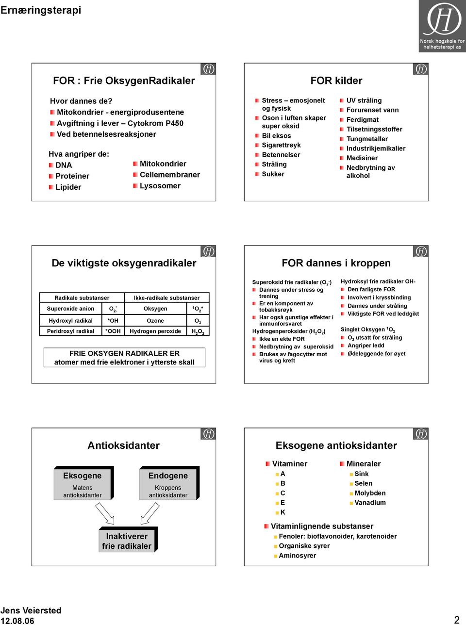 oksid Bil eksos Sigarettrøyk Betennelser Stråling Sukker UV stråling Forurenset vann Ferdigmat Tilsetningsstoffer Tungmetaller Industrikjemikalier Medisiner Nedbrytning av alkohol De viktigste