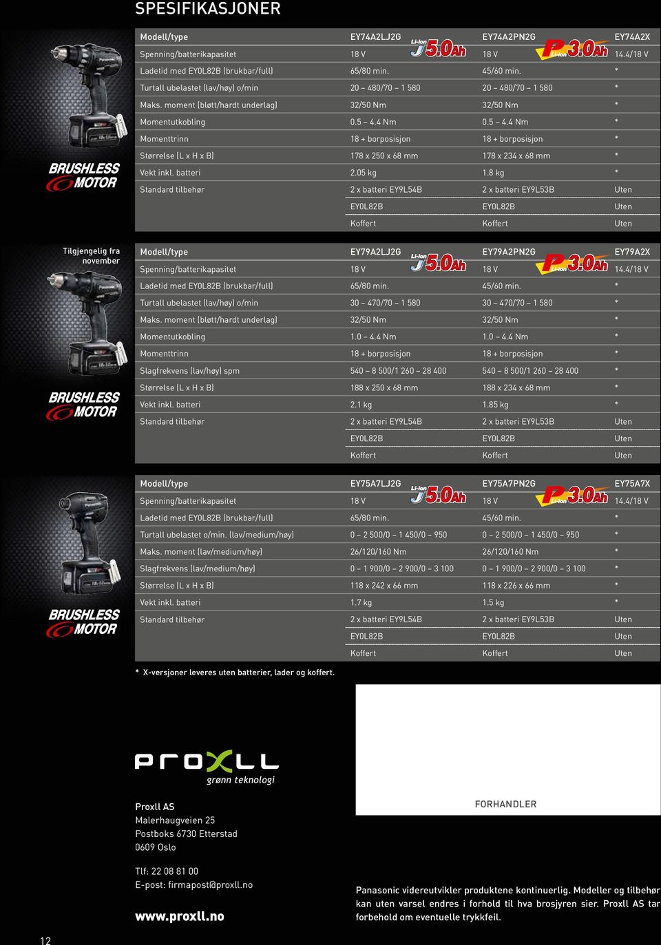 4 Nm 0.5 4.4 Nm * Momenttrinn 18 + borposisjon 18 + borposisjon * Størrelse (L x H x B) 178 x 250 x 68 mm 178 x 234 x 68 mm * Vekt inkl. batteri 2.05 kg 1.