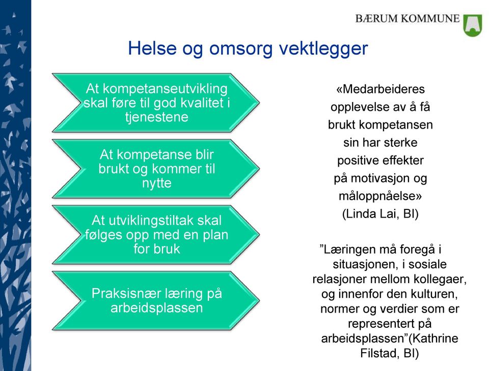 kompetansen sin har sterke positive effekter på motivasjon og måloppnåelse» (Linda Lai, BI) Læringen må foregå i situasjonen, i