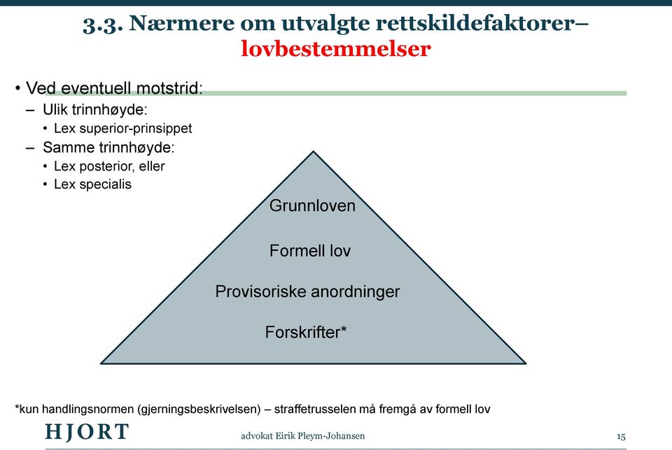 Grunnloven Formell lov Provisoriske anordninger Forskrifter* *kun handlingsnormen