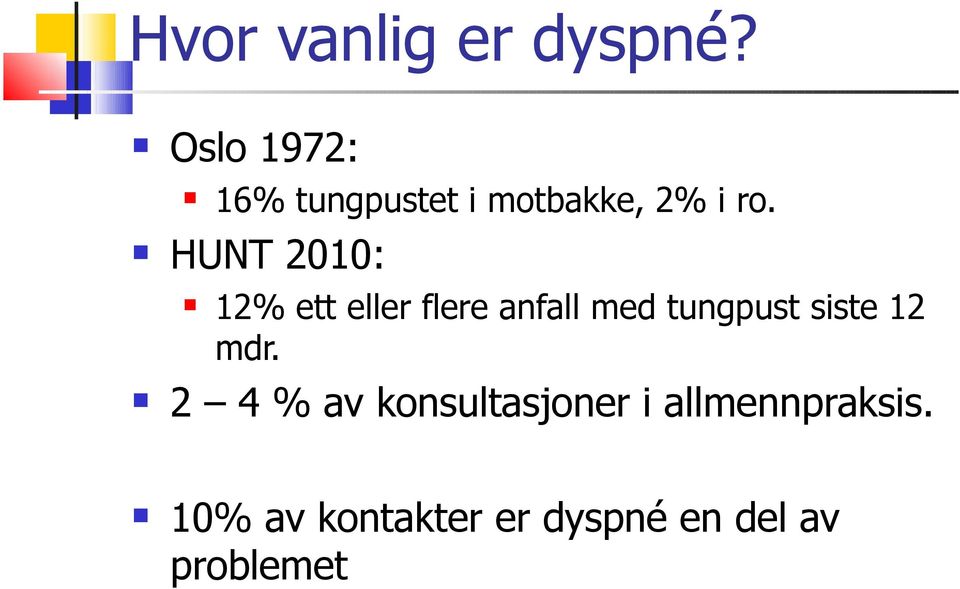 HUNT 2010: 12% ett eller flere anfall med tungpust